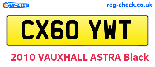 CX60YWT are the vehicle registration plates.