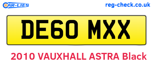 DE60MXX are the vehicle registration plates.