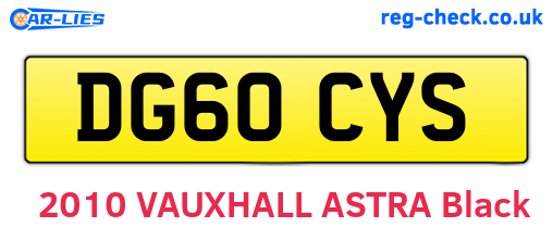 DG60CYS are the vehicle registration plates.