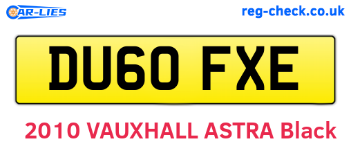 DU60FXE are the vehicle registration plates.