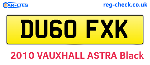 DU60FXK are the vehicle registration plates.