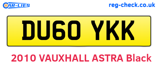 DU60YKK are the vehicle registration plates.