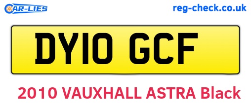 DY10GCF are the vehicle registration plates.