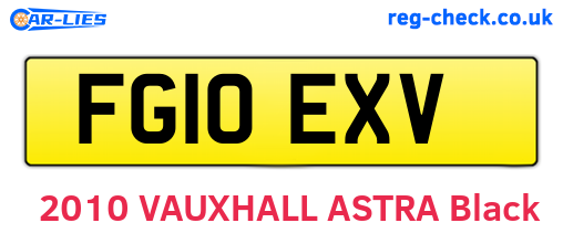FG10EXV are the vehicle registration plates.