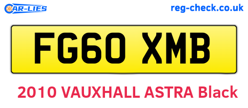 FG60XMB are the vehicle registration plates.
