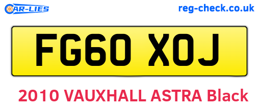 FG60XOJ are the vehicle registration plates.