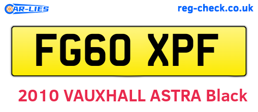 FG60XPF are the vehicle registration plates.