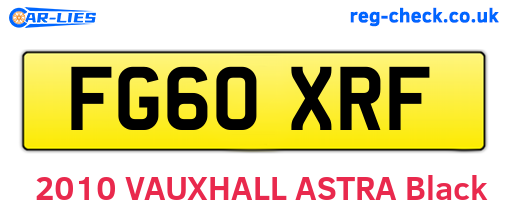 FG60XRF are the vehicle registration plates.