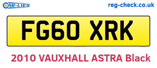 FG60XRK are the vehicle registration plates.