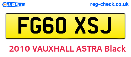 FG60XSJ are the vehicle registration plates.
