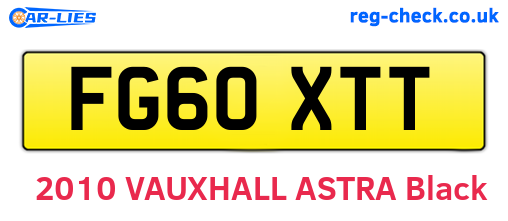 FG60XTT are the vehicle registration plates.
