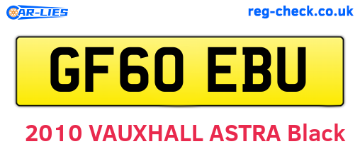 GF60EBU are the vehicle registration plates.