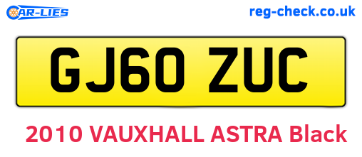 GJ60ZUC are the vehicle registration plates.