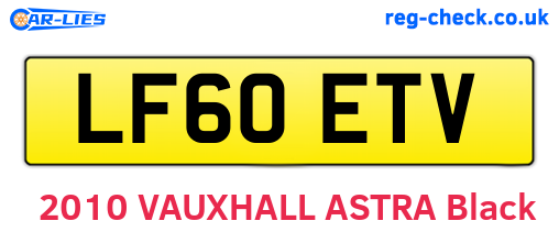 LF60ETV are the vehicle registration plates.