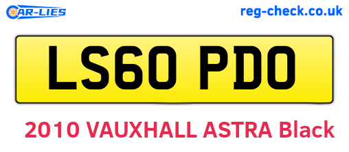 LS60PDO are the vehicle registration plates.