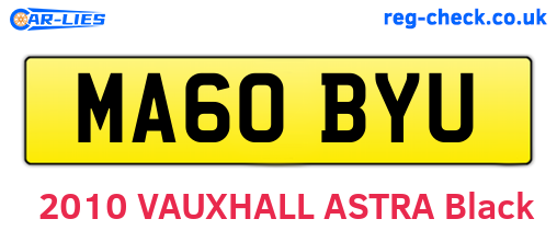 MA60BYU are the vehicle registration plates.