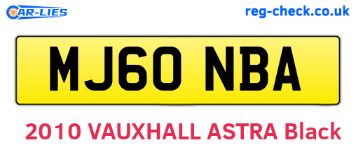 MJ60NBA are the vehicle registration plates.
