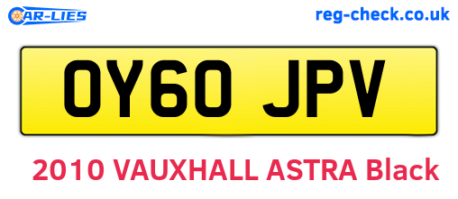 OY60JPV are the vehicle registration plates.