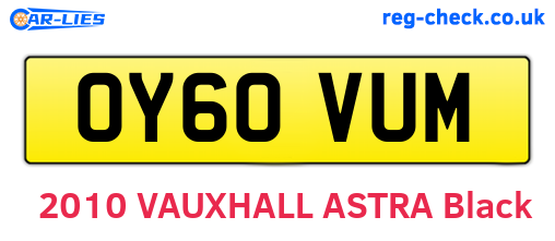OY60VUM are the vehicle registration plates.