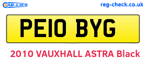 PE10BYG are the vehicle registration plates.
