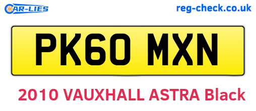 PK60MXN are the vehicle registration plates.