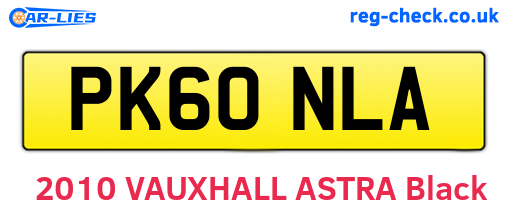 PK60NLA are the vehicle registration plates.