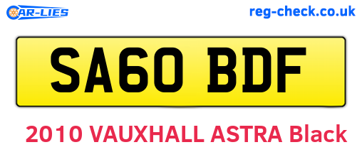 SA60BDF are the vehicle registration plates.