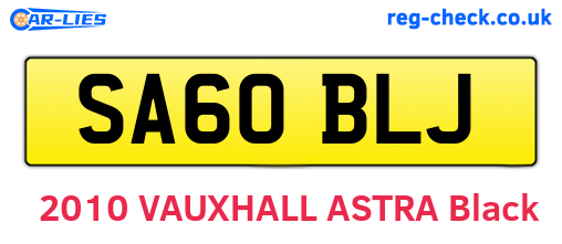 SA60BLJ are the vehicle registration plates.