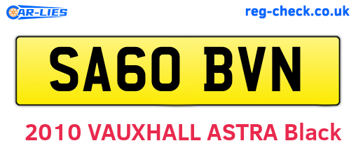 SA60BVN are the vehicle registration plates.