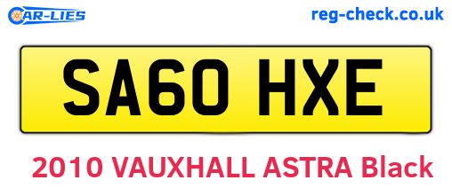 SA60HXE are the vehicle registration plates.