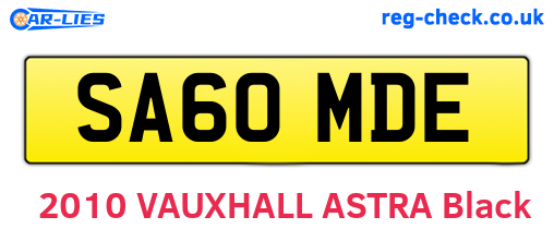SA60MDE are the vehicle registration plates.