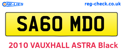 SA60MDO are the vehicle registration plates.