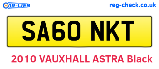 SA60NKT are the vehicle registration plates.
