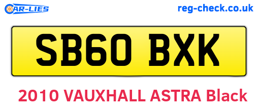 SB60BXK are the vehicle registration plates.