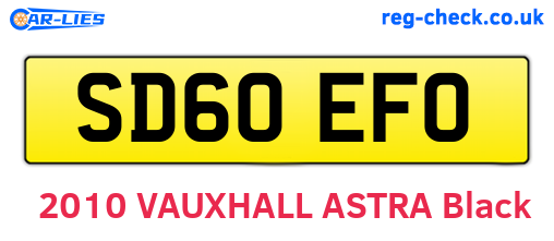 SD60EFO are the vehicle registration plates.