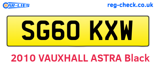 SG60KXW are the vehicle registration plates.