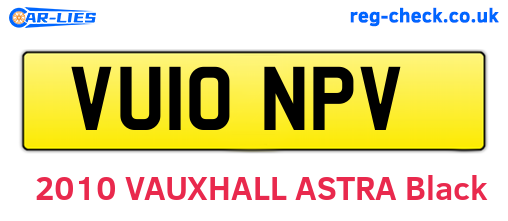 VU10NPV are the vehicle registration plates.