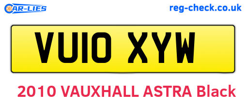 VU10XYW are the vehicle registration plates.