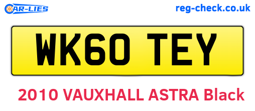 WK60TEY are the vehicle registration plates.