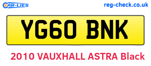 YG60BNK are the vehicle registration plates.
