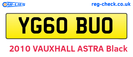 YG60BUO are the vehicle registration plates.
