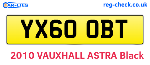 YX60OBT are the vehicle registration plates.