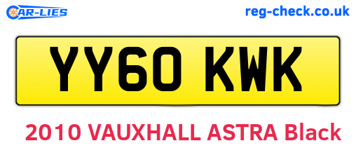 YY60KWK are the vehicle registration plates.