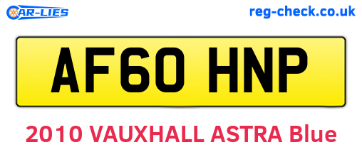 AF60HNP are the vehicle registration plates.