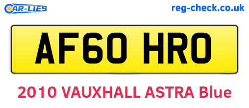 AF60HRO are the vehicle registration plates.