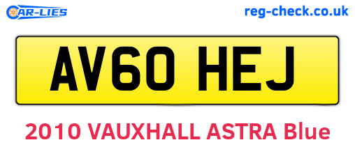 AV60HEJ are the vehicle registration plates.
