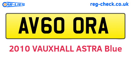 AV60ORA are the vehicle registration plates.