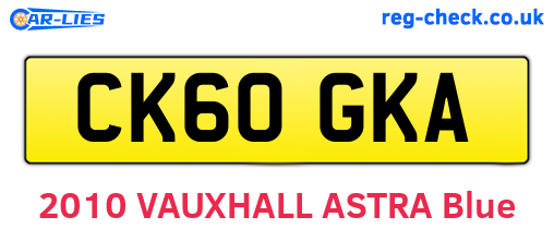CK60GKA are the vehicle registration plates.