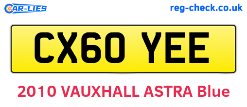 CX60YEE are the vehicle registration plates.