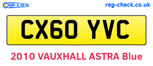 CX60YVC are the vehicle registration plates.